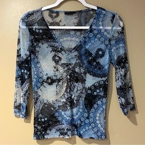 The Limited Blue and Black Sheer y2k grunge whimsical trippy Blouse